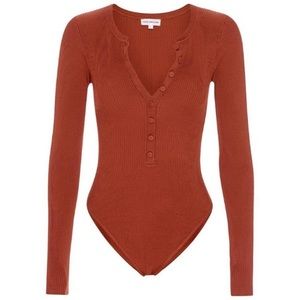Good American Henley Ribbed Long Sleeve Size 2